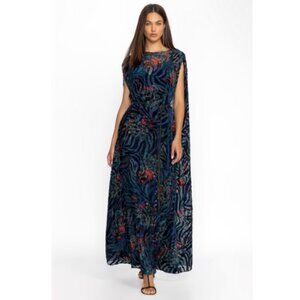 New! Johnny Was Viva Silk-Blend Burnout Velvet Maxi Dress Women's Size S